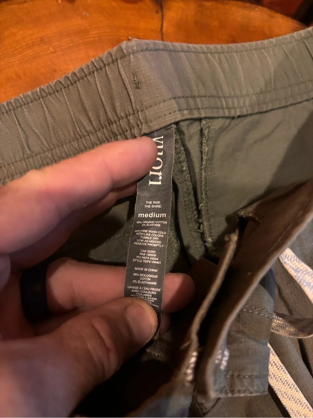 Vuori Men's Olive Green Drawstring Utility Pants